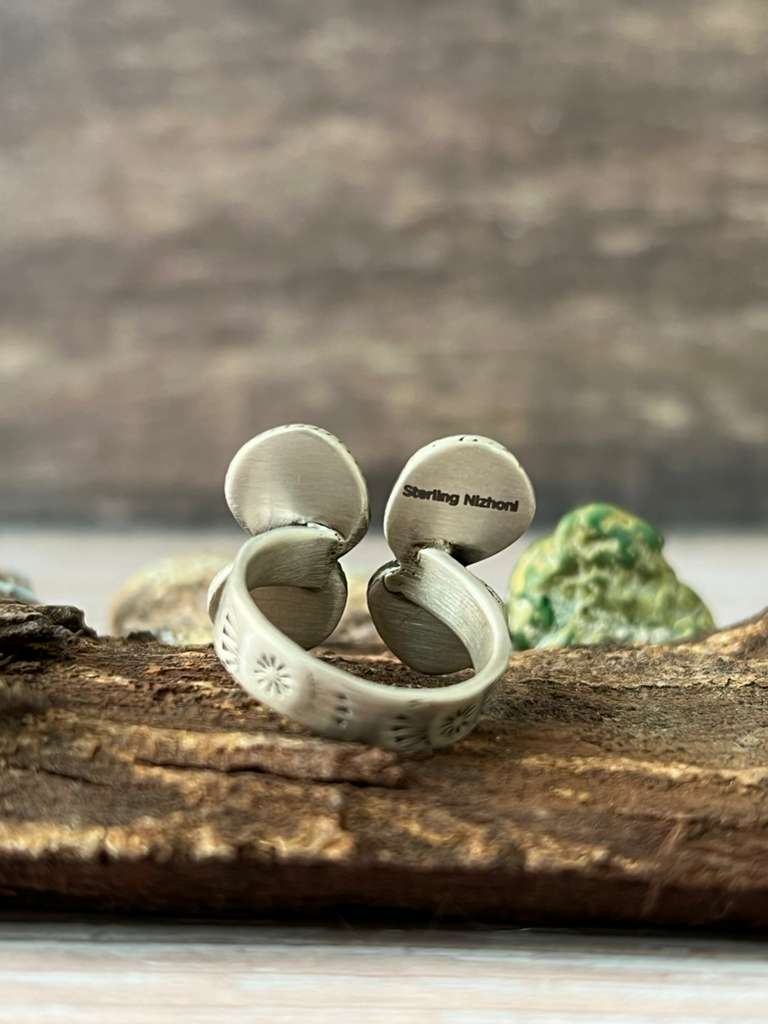 Nizhonitradersllc - Vente Bague de cocktail/de cérémonie - Bague ajustable en argent sterling fait main avec White Buffalo signée Nizhoni4