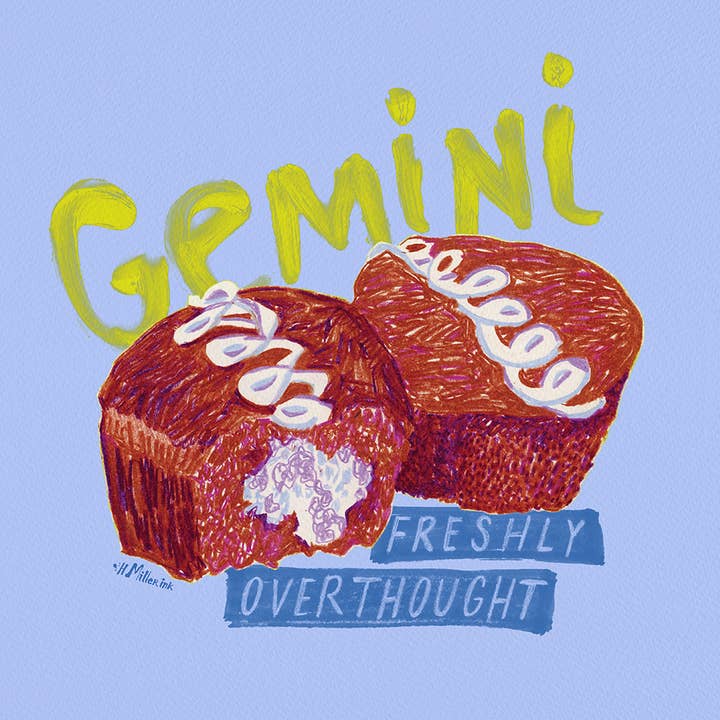 H Miller Ink Illustration Art wholesale products - Wholesale Art Print - Gemini Zodiac Art Print | Food Illustration | Lavender3