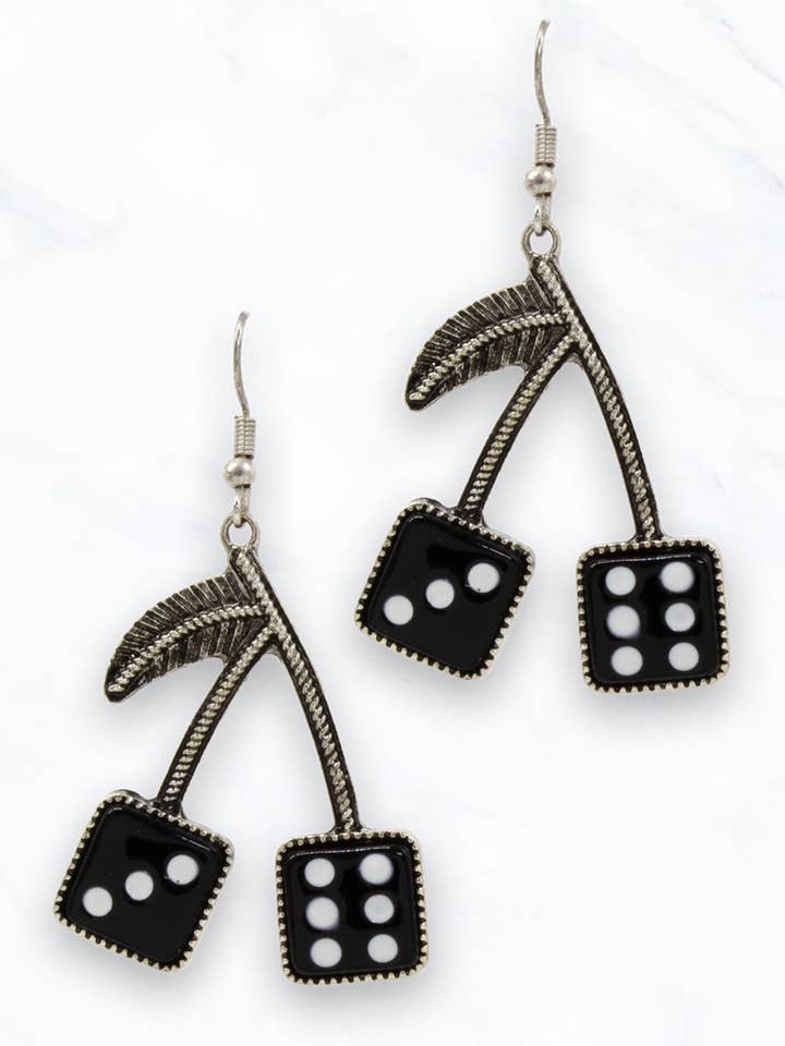 Lucky Dice Cherry Earrings for wholesale by Suzie Q USA