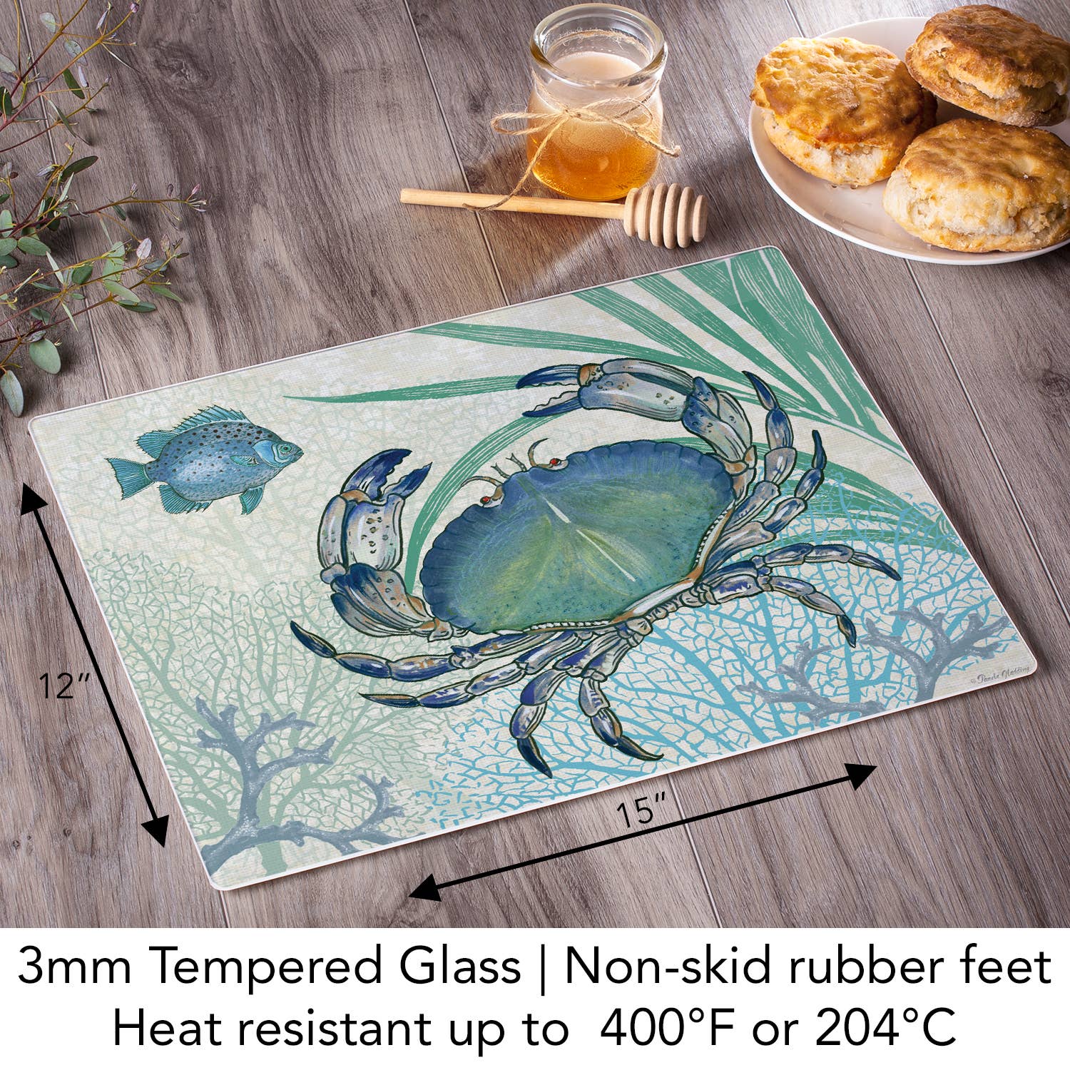 CounterArt/Highland Home/Thirstystone/CoasterStone - Vendita all'ingrosso Taglieri - Tagliere in vetro temperato Oceana 38,1 x 30,5 cm1
