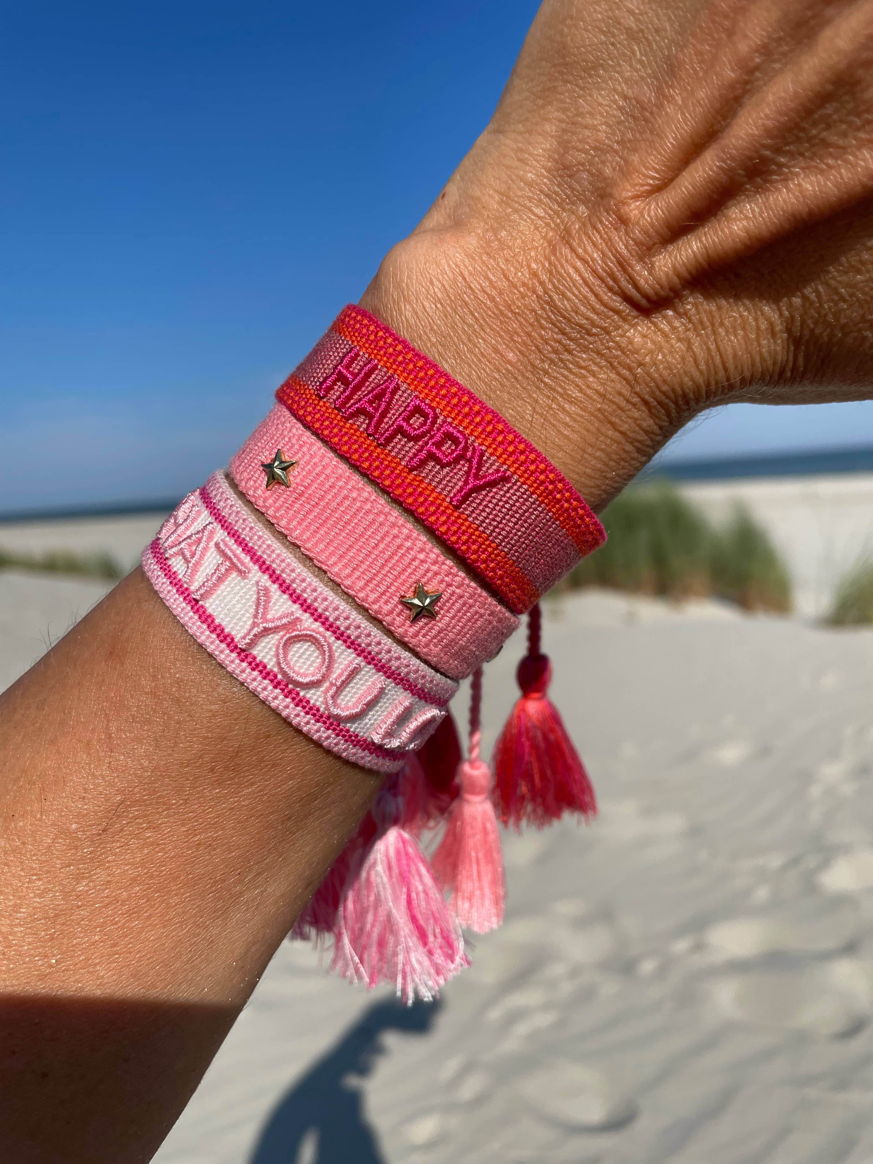 Parsley & Pepper - Wholesale Woven/Braided Bracelet - HAPPY statement bracelet woven, embroidered2