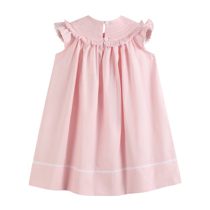 Lil Cactus - Wholesale Dress - Kids - Pink Butterflies Smocked Bishop Dress1