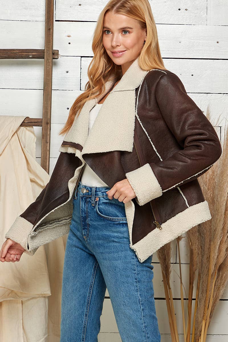 MARRÓN Chaqueta de cuero sintético Timberline de venta al por mayor en Faire3