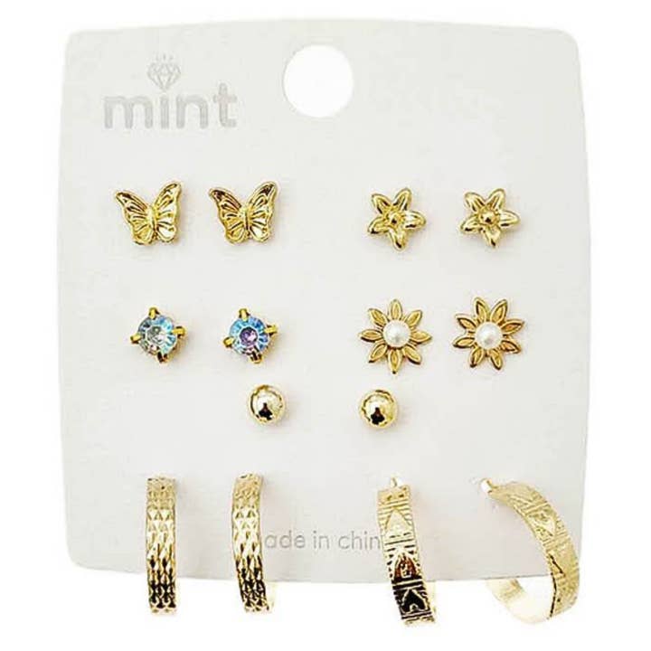 Atlas Fashion - Wholesale Jewelry Set - 7 Pair Hoop & Stud Earring Set