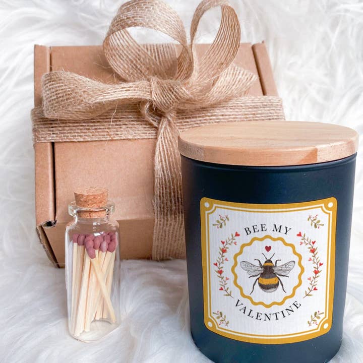 Bee My Valentine Candle Gift for Her Gift Valentines Day for wholesale by Happy Inky