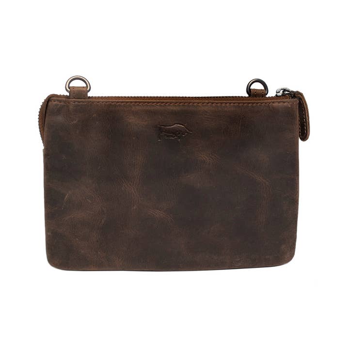 Arrigo - Wholesale Crossbody Bag - Women's - Crossbody Bag - Clutch - Dark Brown Leather & Animal Print