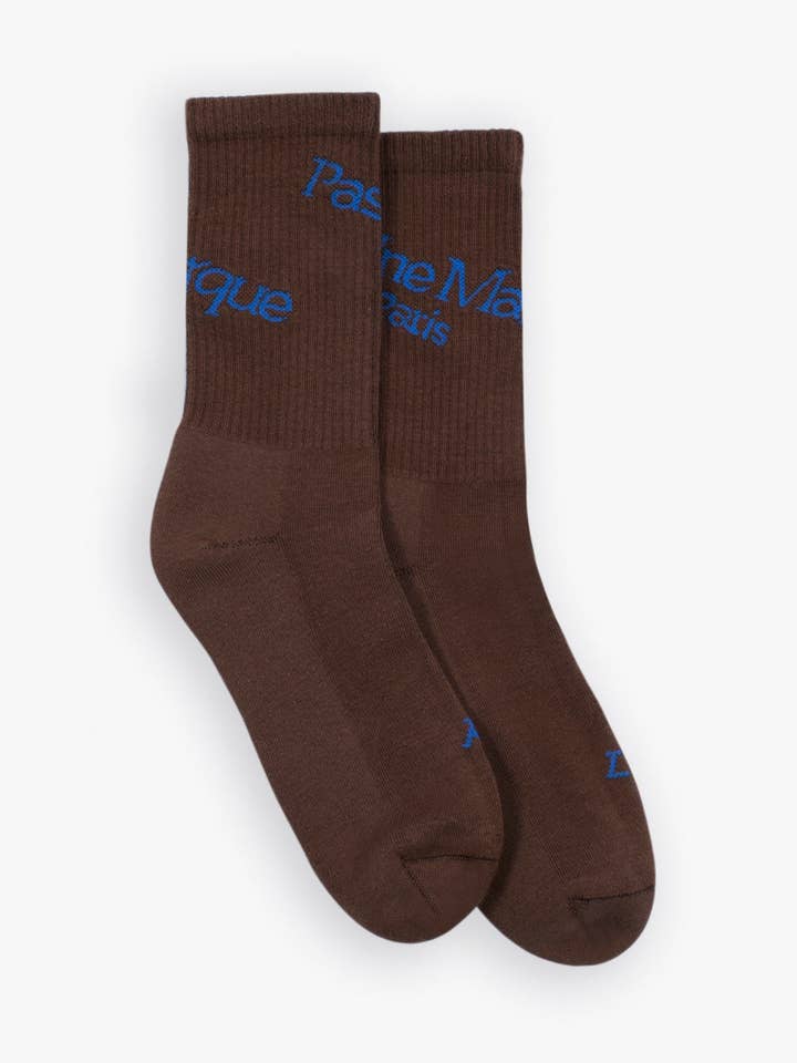 Calzini asimmetrici (marrone/blu) per la vendita all'ingrosso da parte di Pas Une Marque