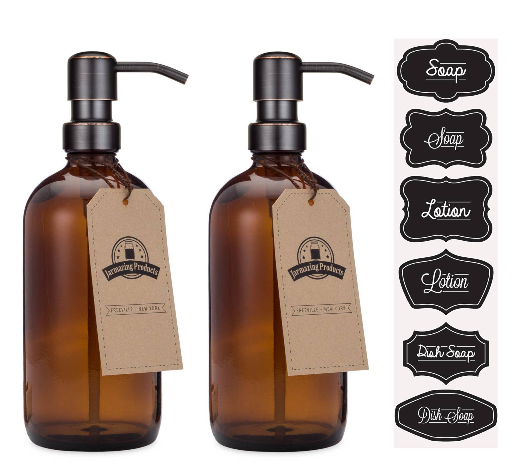 Jarmazing Products - Wholesale Soap Dispenser - Amber Glass 16oz Bottle Soap and Lotion Dispenser8