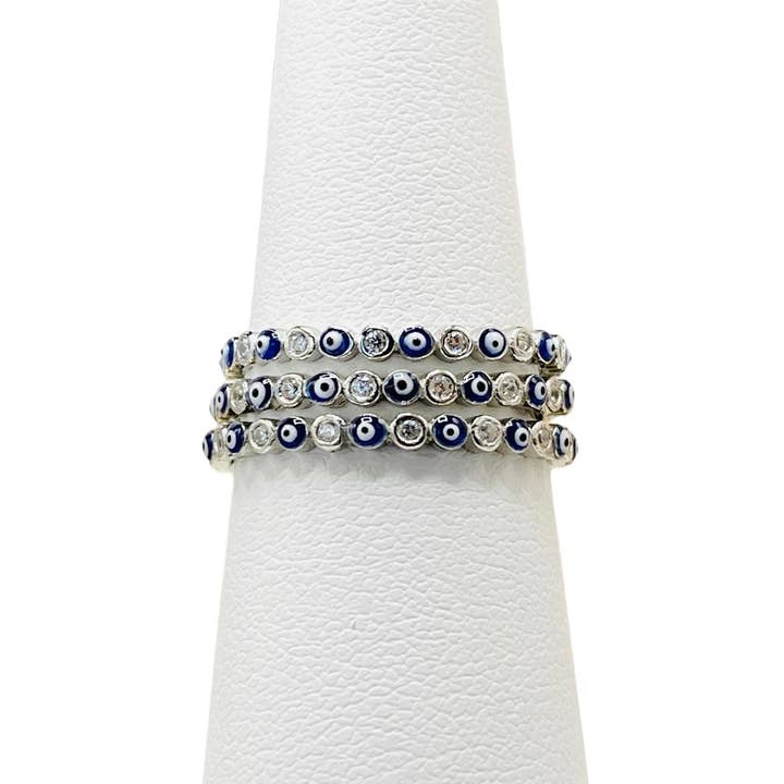 925 Sterling Silver Evil Eye Ring: Elegant Protection for wholesale by Loli