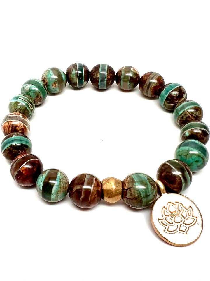 Tibetan Dzi Agate Bracelet Stripe for wholesale by Stephanie Leigh Jewelry