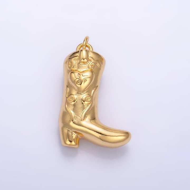 Botas de Cowboy com Coração em Ouro 24K Recheado Multidimensional | W078 por atacado de Aim Eternal