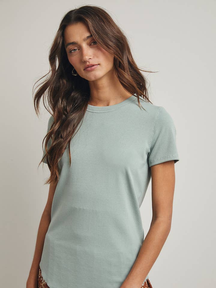 Wishlist Apparel - Wholesale T-Shirt - Women's - RIBBED KNIT BASIC T-SHIRT / WL18-171428