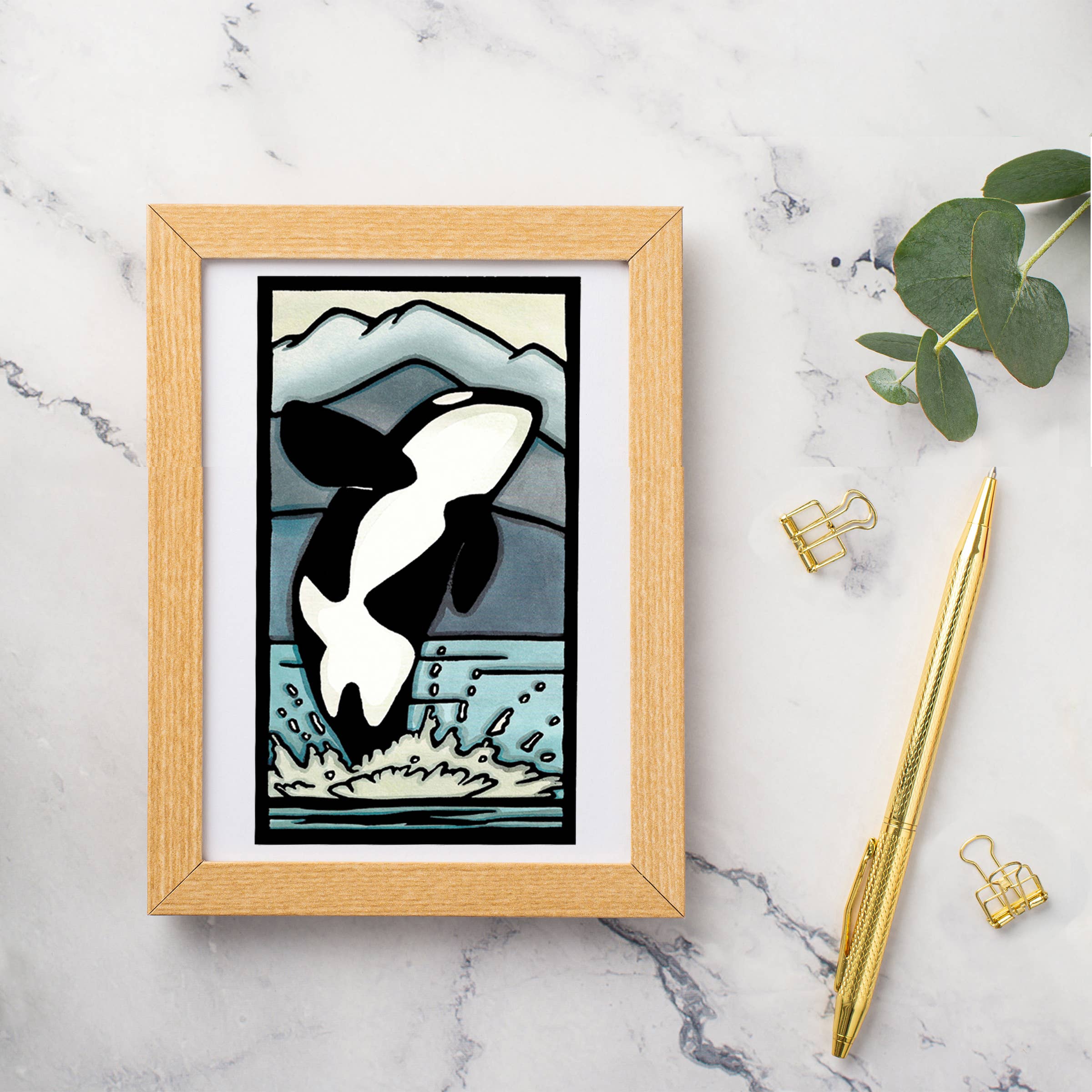 Sarah Angst Art - Vente Carte de vœux classique - Carte de voeux Ocean Orca1