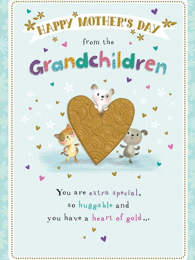 Mother's Day Card, From Grandchildren, Cats & dogs heart for wholesale by Piccadilly Greetings