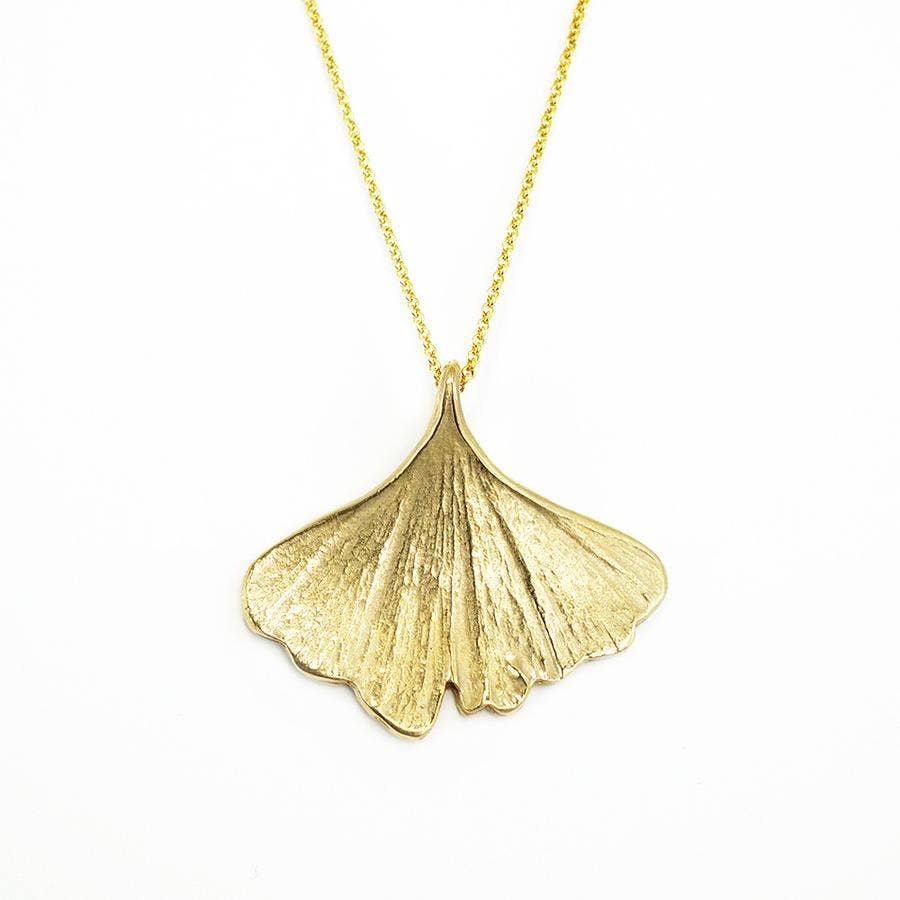 Wholesale Ginkgo Leaf Pendant Necklace - Bronze for your store