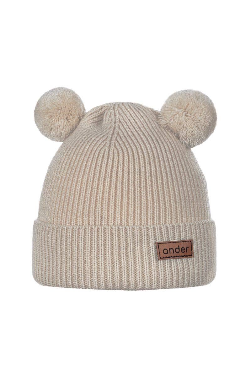 Ander - Vente Bonnet – enfant - Bonnet tricoté Teddy en 100 % laine mérinos avec pompon Fabriqué en PL1
