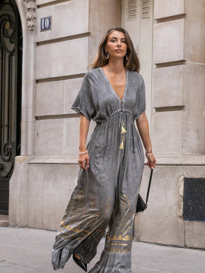 Mono acampanado con estampado dorado para venta al por mayor de last queen