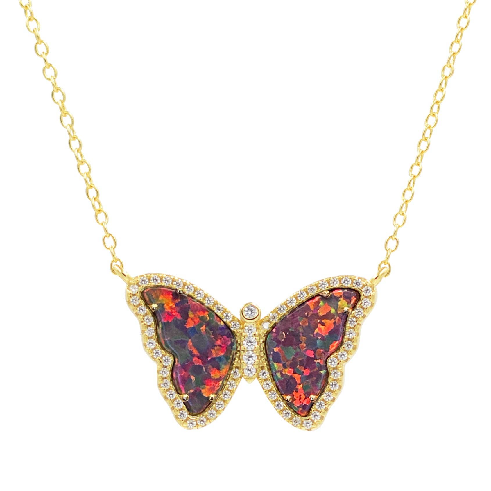 Kamaria Jewelry - Wholesale Pendant/Charm Necklace - Opal Butterfly Necklace With Crystals47