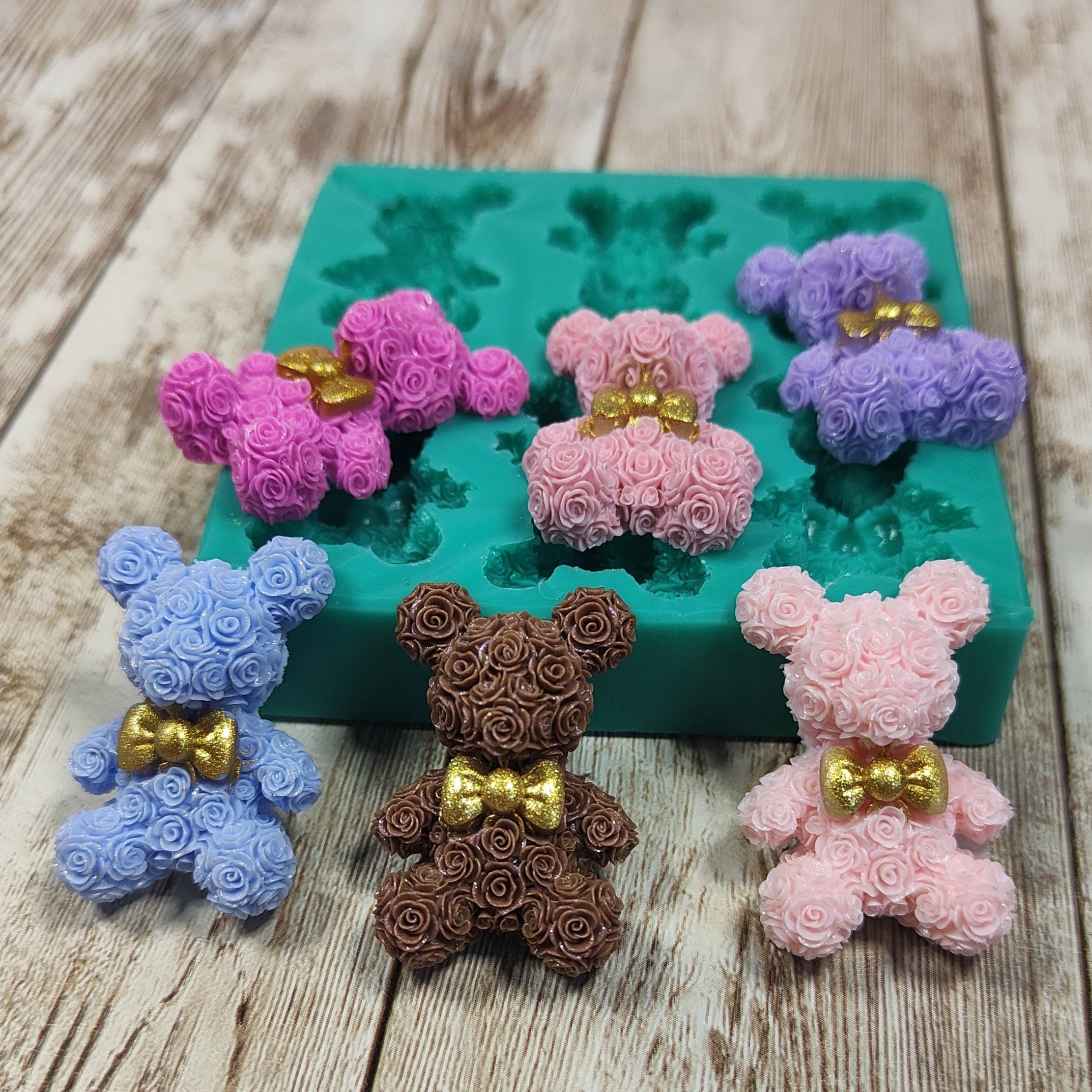 Serena Creazione di Serena Stampone - Vente Kit de bricolage - Moule ours rose en silicone 6 pièces 3 cm pour résine et plâtre2