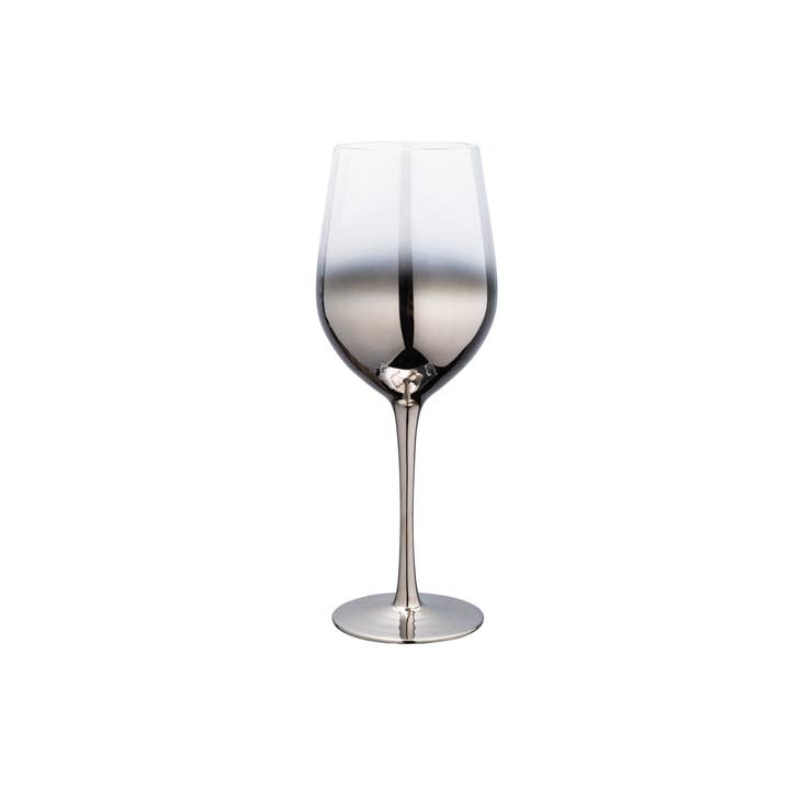 Kadra Kitchenware - Wholesale Wine Glass - Vikko Decor - Ombre Silver, Hand Blown, Wine Glass, 21 Oz