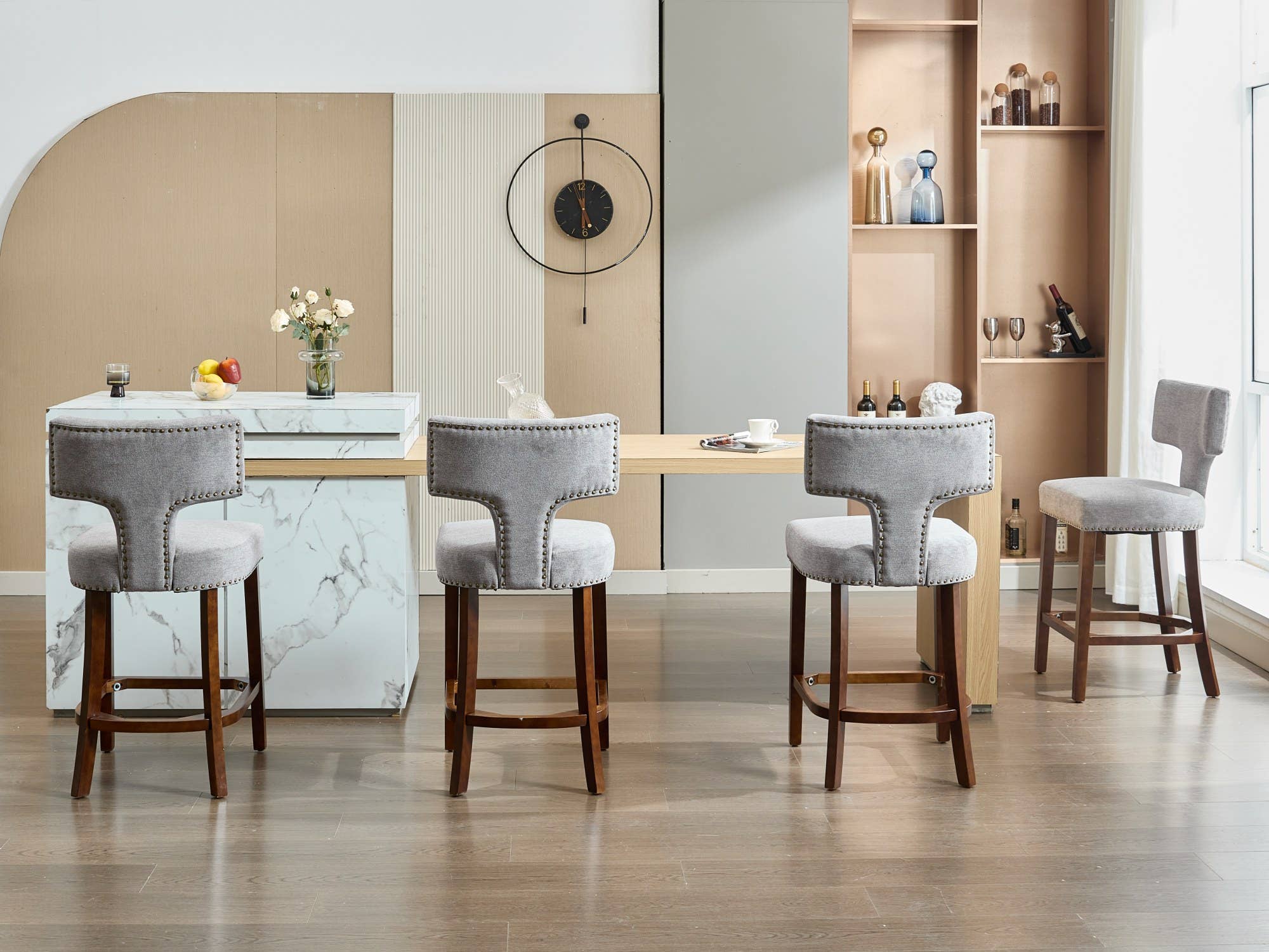 Gray Mid Century Modern Counter Height Bar Stools Set of 2 for wholesale on Faire17