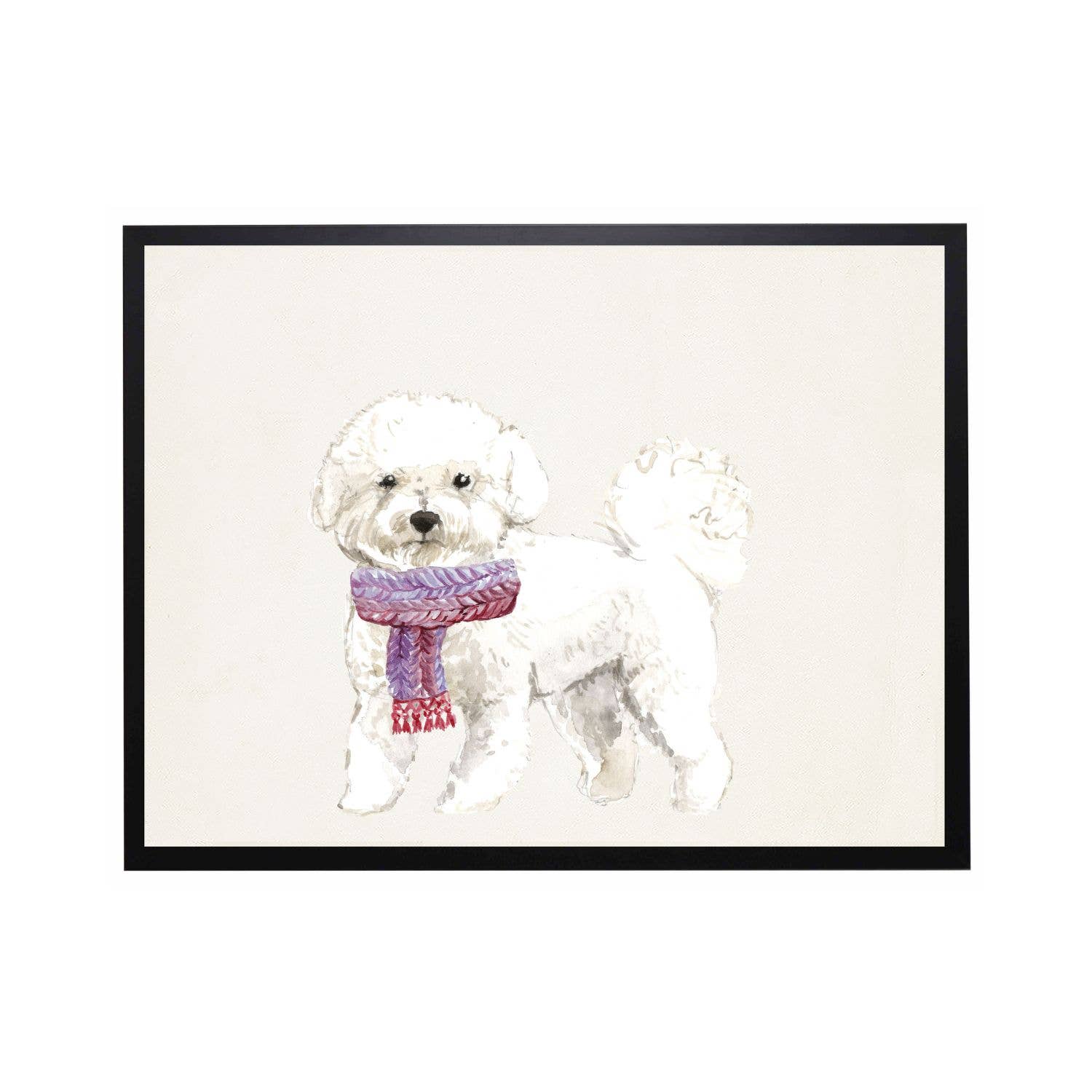 Antique Curiosities Inc - Wholesale Art Print - Watercolor Bichon Frise with scarf0