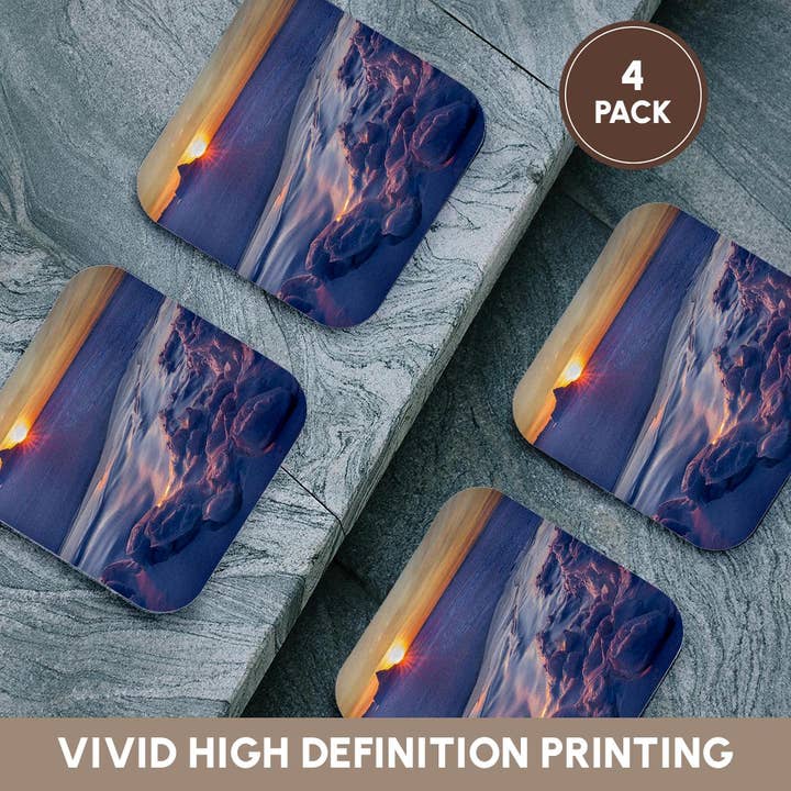 3dRose - Wholesale Coasters - 3dRose, Sunset at the shore of frozen Disko Bay, West Greenland, Denmark,, Coaster12