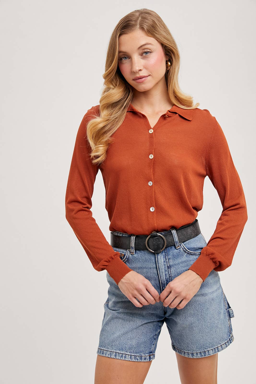 Bluivy - Wholesale Button Down Shirt - Women's - LIGHTWEIGHT KNIT SHIRT TOP11