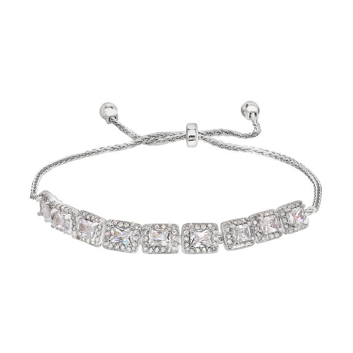 Emerald Cut Simulated Diamond Bolo Bracelet (BL2475B) for wholesale by Kelly Waters