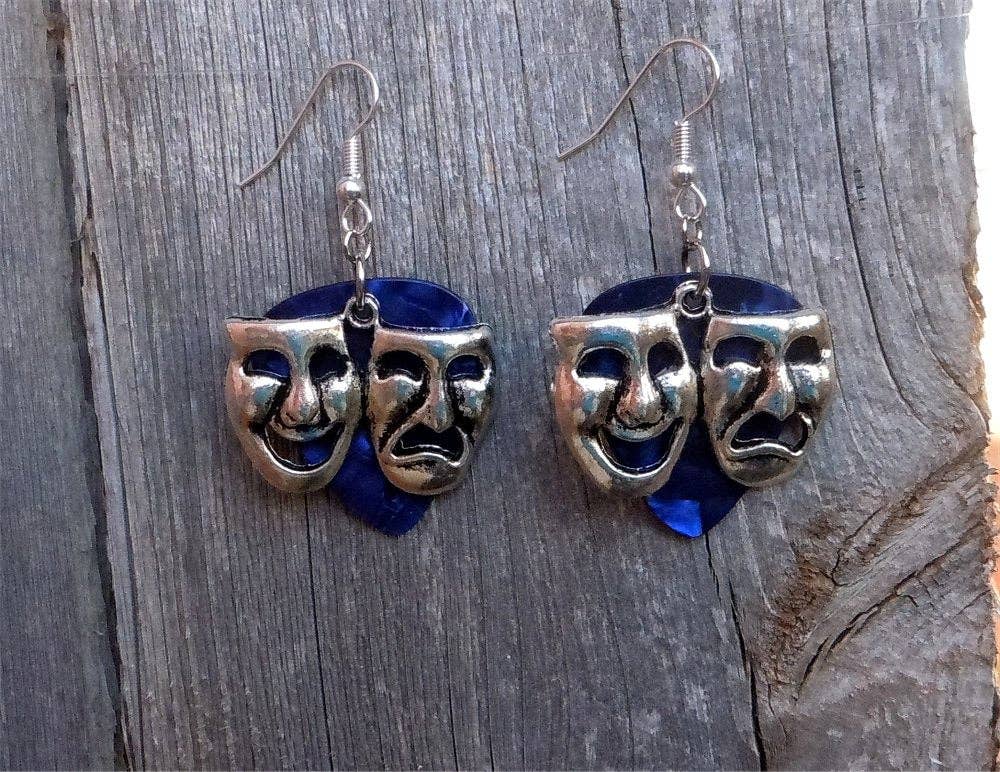 Simply Raevyn - Wholesale Dangle Earrings - Theater Mask Charm Guitar Pick Earrings19