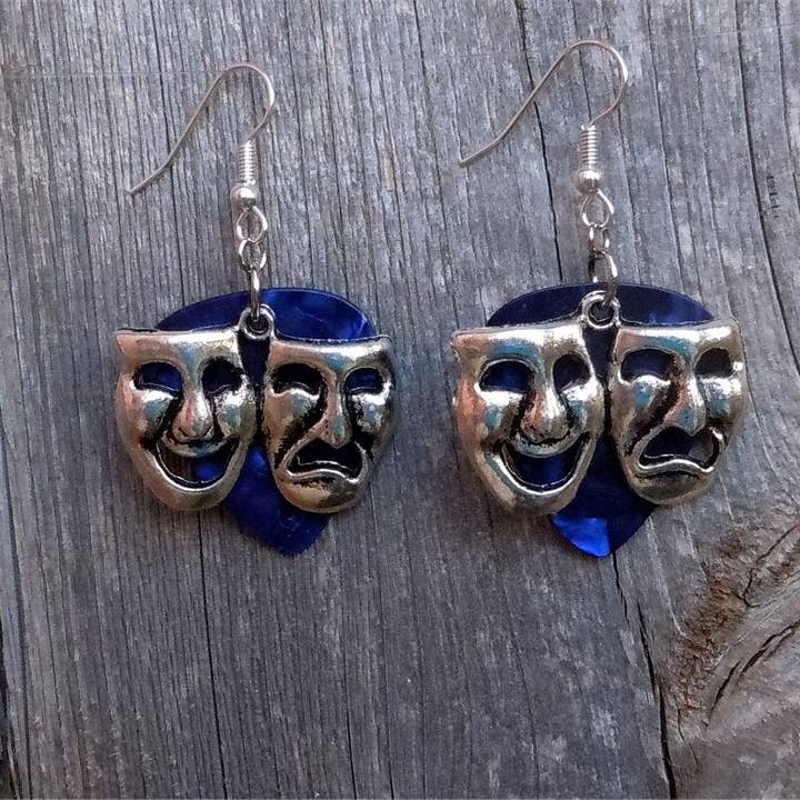 Simply Raevyn - Wholesale Dangle Earrings - Theater Mask Charm Guitar Pick Earrings19