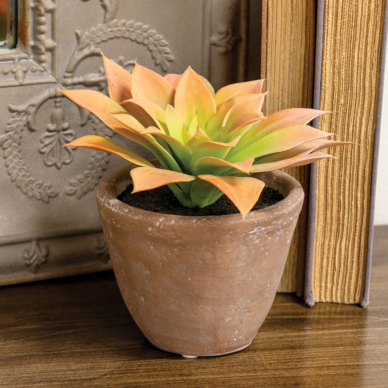 Col House Designs – wholesale Artificial plant – Potted Peach Agave Succulent1