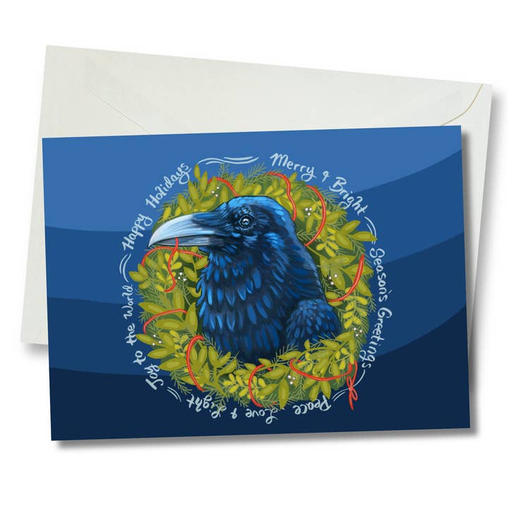 Carte de vœux Couronne de Corbeau pour la vente par Amanda Rose Warren