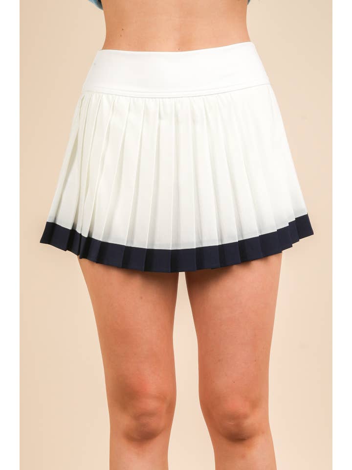 VERY J - Wholesale Athletic Skirt - Women's - NS50132-Two Tone Pleated Activewear Mini Skirt with Shorts20