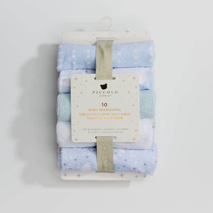 Piccolo Bambino - Wholesale Wash Cloth - Kids & Baby - 10 Pack Washcloths One Size | 9" X 9"