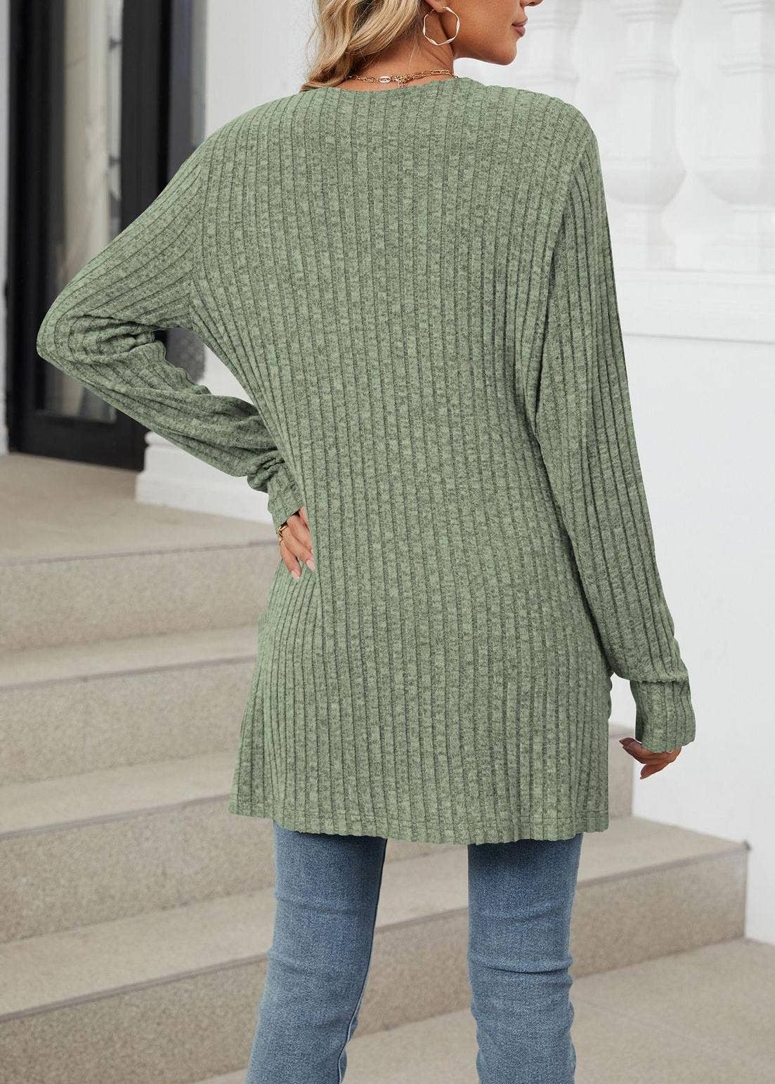 FULL TIME PURCHASE - Vente Cardigan – femme - Gilet en maille uni à manches longues avec poches14