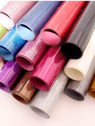 Glitrende varmeoverføringsvinyl (HTV) til tryk, 1 yard for engroshandel hos TJ Clothing NY