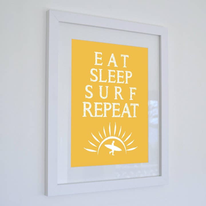 Impresión tipográfica Eat Sleep Surf Repeat para venta al por mayor de SeaKisses
