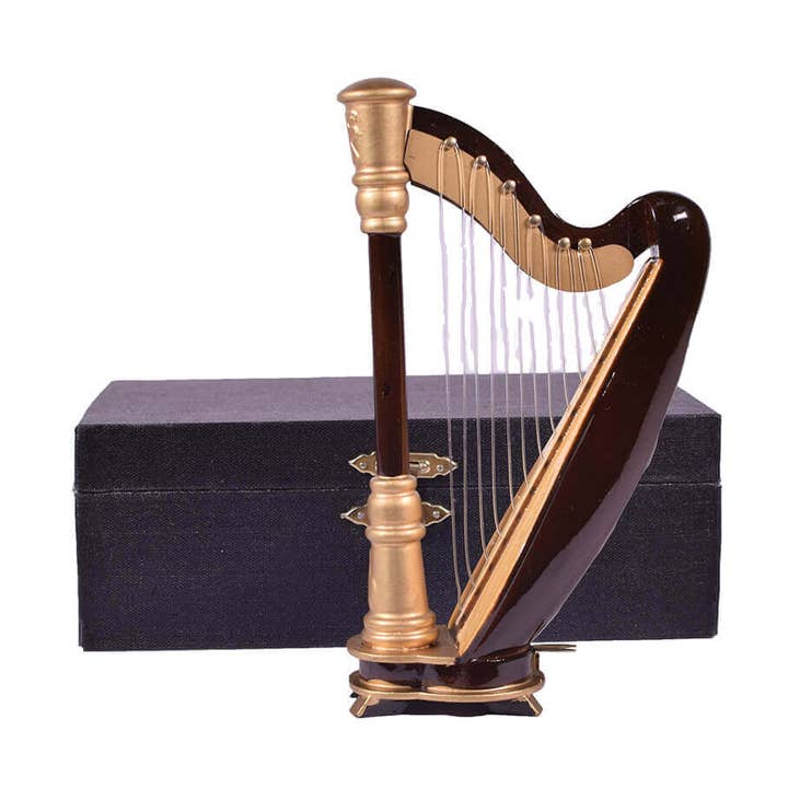 Miniatyrharpa i trä med ställning 14 cm för wholesale av giftland