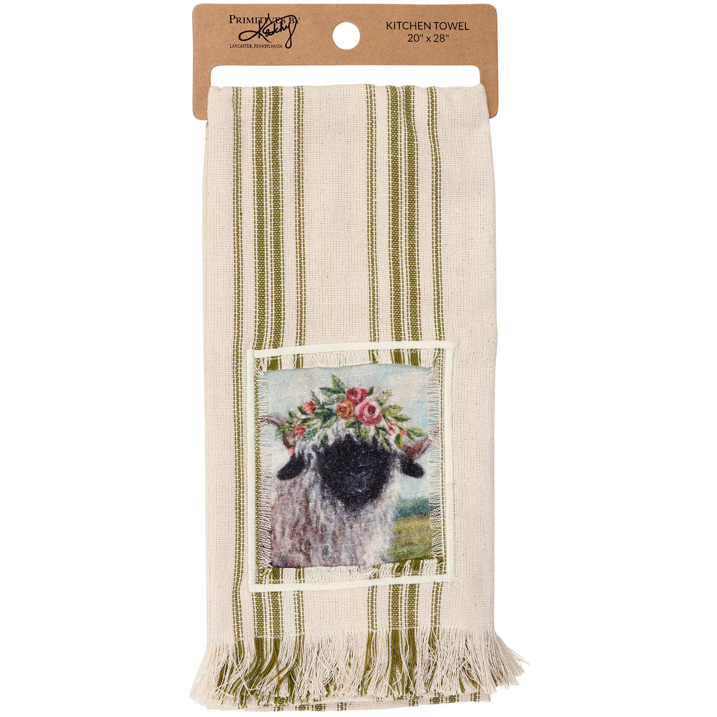 Primitives by Kathy - Wholesale Tea Towel - Floral Crown Sheep Kitchen Towel2