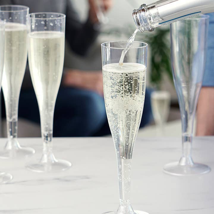 TRUE - Wholesale Champagne Flute - Party Disposable Champagne Flutes - Pack of 12 - ASST COLORS