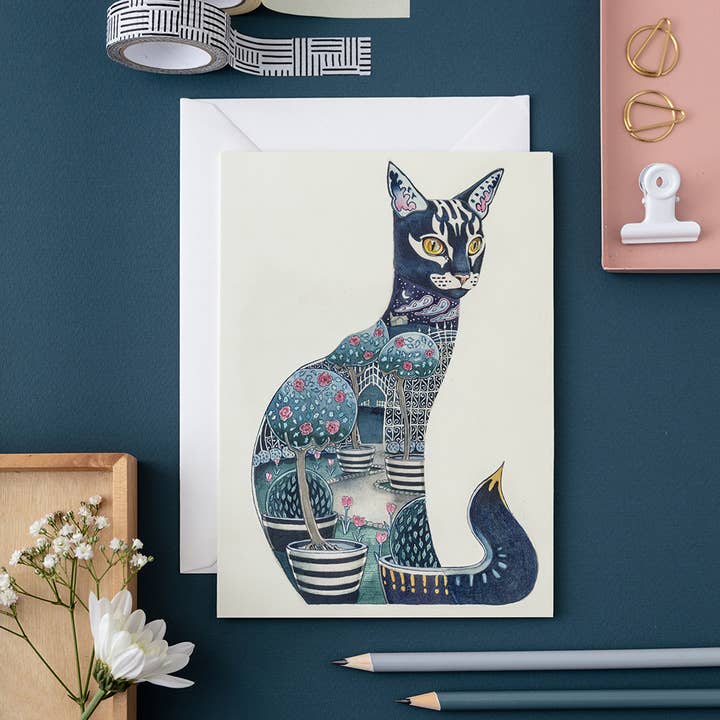 Cat Nocturnal Card for wholesale by The DM Collection ( We cover US import Duties)