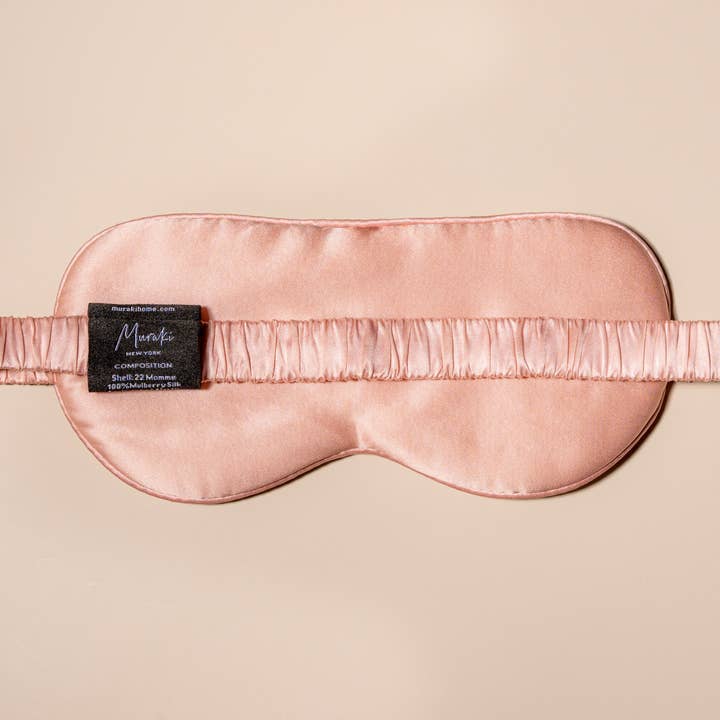 Muraki - Wholesale Sleep/Eye Mask - Pearl Pink Bird Printed Silk Eye Mask1