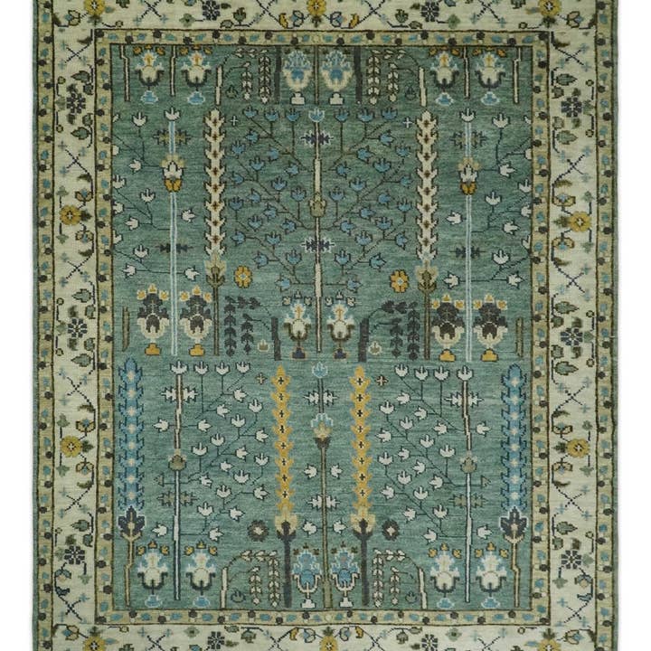 The Rug Decor, Inc. – Großhandel Teppichvorleger – Handgeknüpfter Persischer Teppich Heriz Serapi aus Wolle, Traditionelles Vintage-Design in Blau und Elfenbein, Größen 5x8 bis 12x15 | TRDCP599810