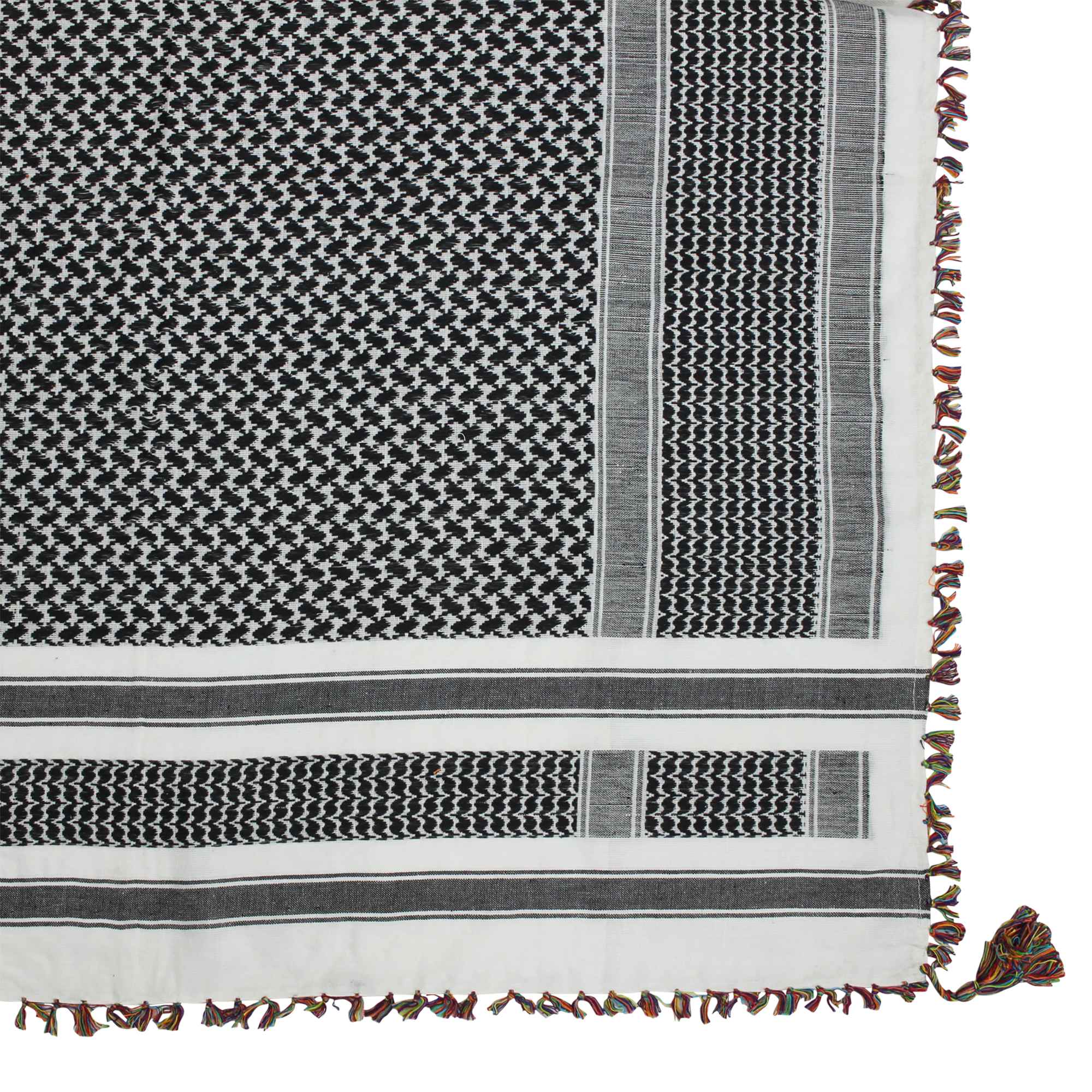 Tribal Trade GmbH – wholesale Scarf – Unisex – Palituch Desert Premium - White - Black - Fringe3