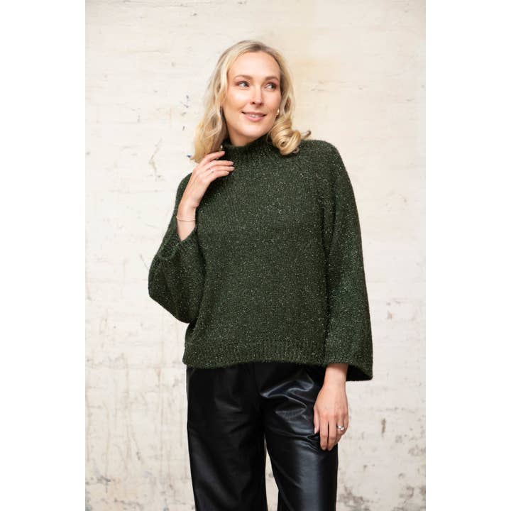 Riley Box Jumper - Forest Green for wholesale by Sarta