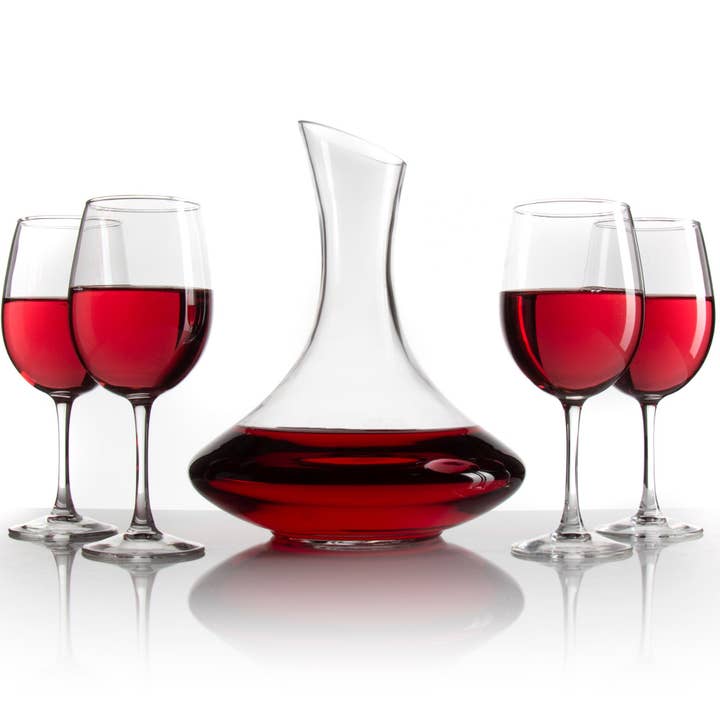 Slanted 64oz Wine Decanter - With Optional Glasses for wholesale by MB Brands Inc