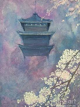 Japanese Spring scene for wholesale by Lizzy Forrester Fine Art