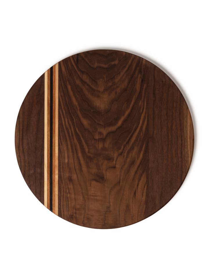 18" Walnut Round Charcuterie and Cheese Board for wholesale by Pino Grande Woodworking