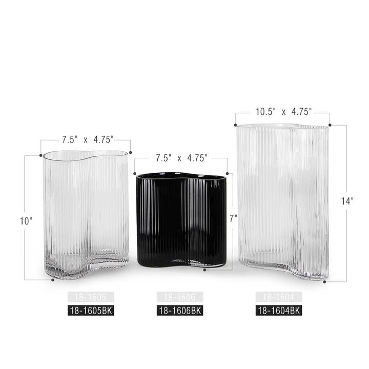 Galore Home - Wholesale Vase - 10" &14" Wavy Ribbed Designer Vase